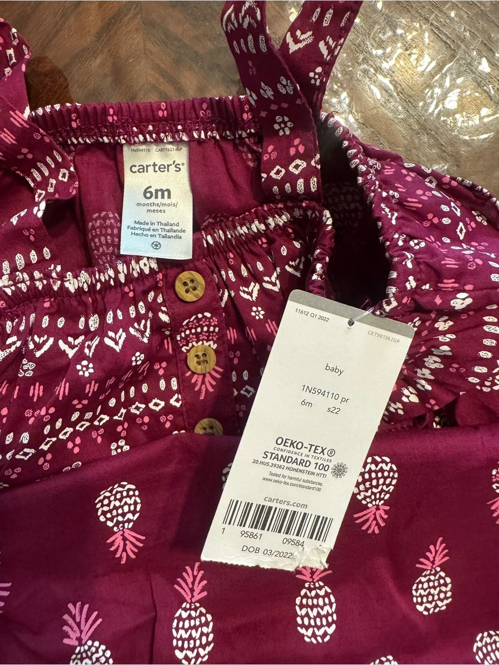 Carter's Magenta Pineapple Print Romper